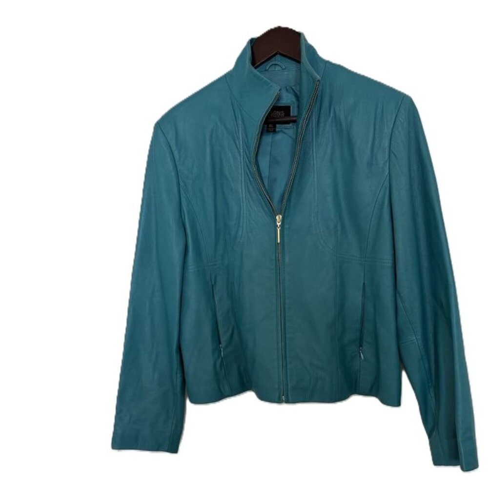 Wilsons Leather Pelle StudioTurquoise Soft Leather Jacket Sz XL EUC